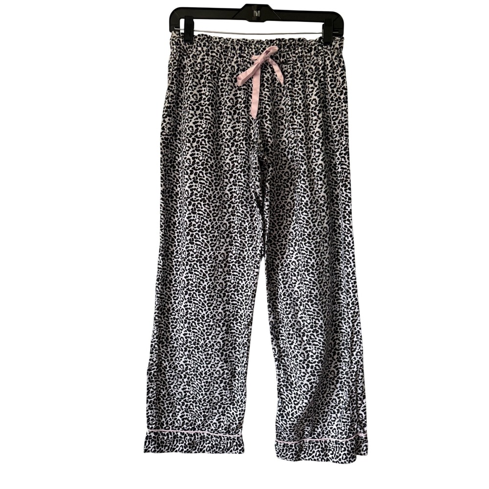 Victoria Secret Leopard‎ Pajama Pants Womens Small Short Black White Pink